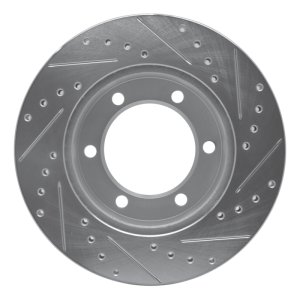 Toyota 4Runner Brake Rotor (1) - Front Left - R1 Concepts - Drilled & Slotted - Silver - `95-`04